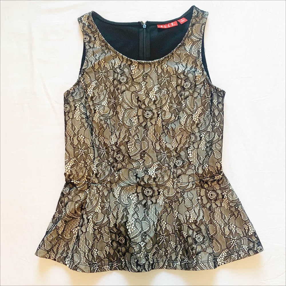 Sleeveless Lace Peplum Top
